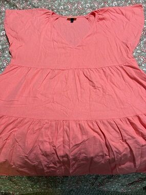 Women’s Universal Thread Coral V-Neck Tiered Short Sleeve Dress